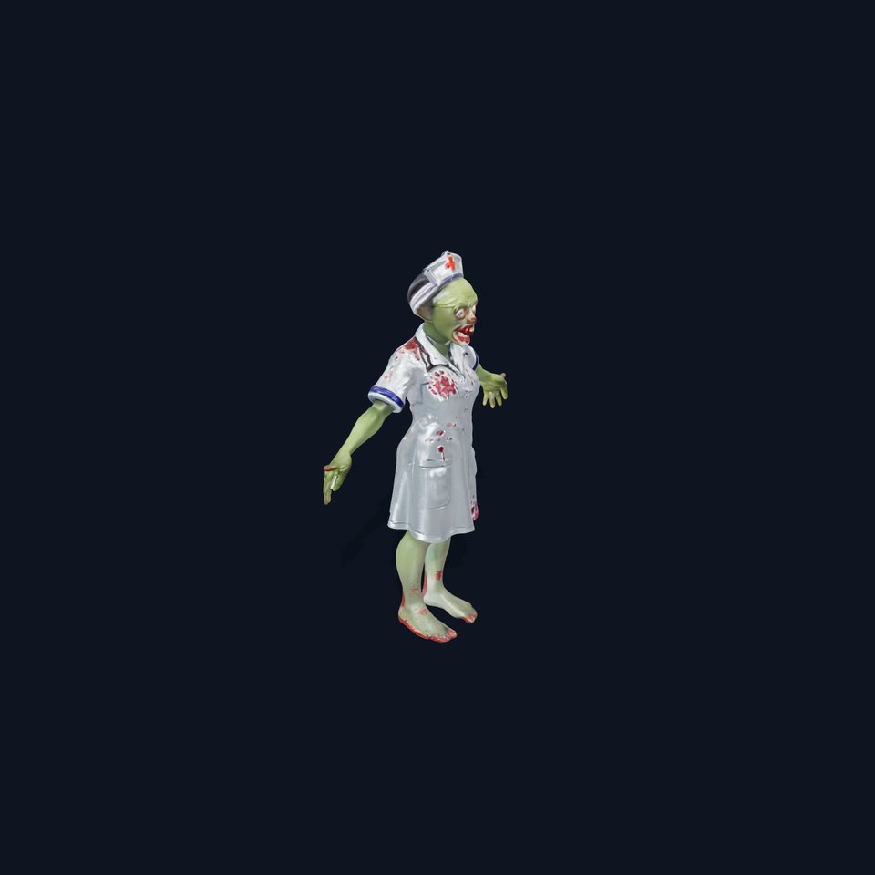 Zombie Nurse Character Model Rigged and Animated